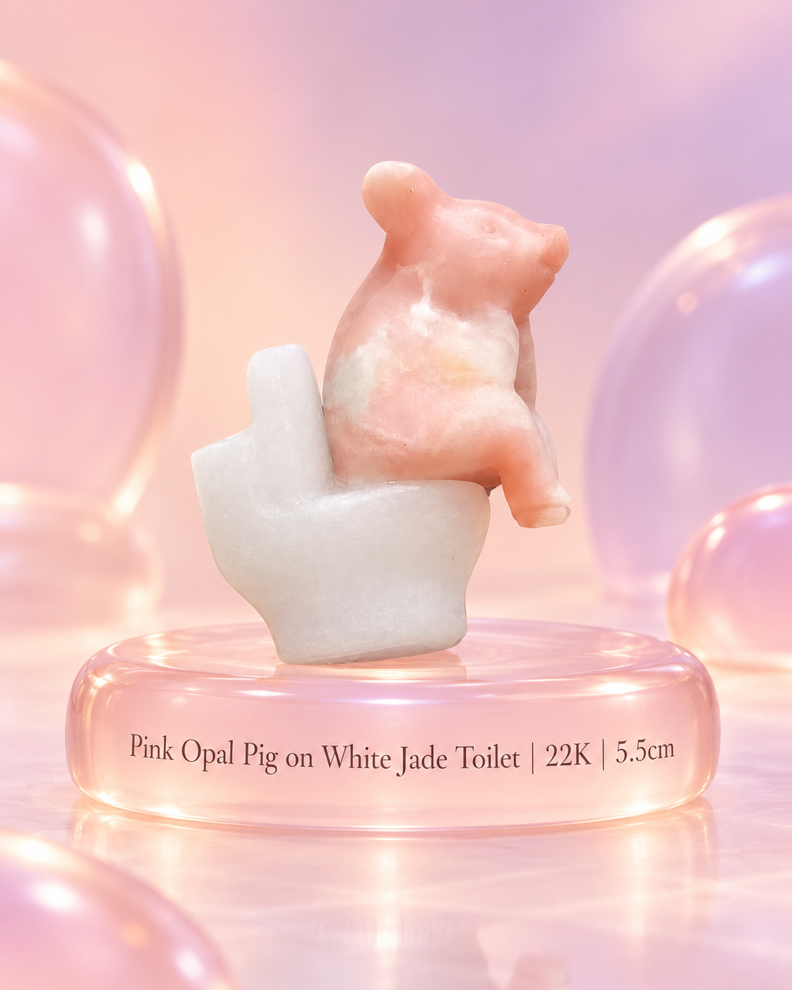 Assorted Pigs on White Jade Toilet