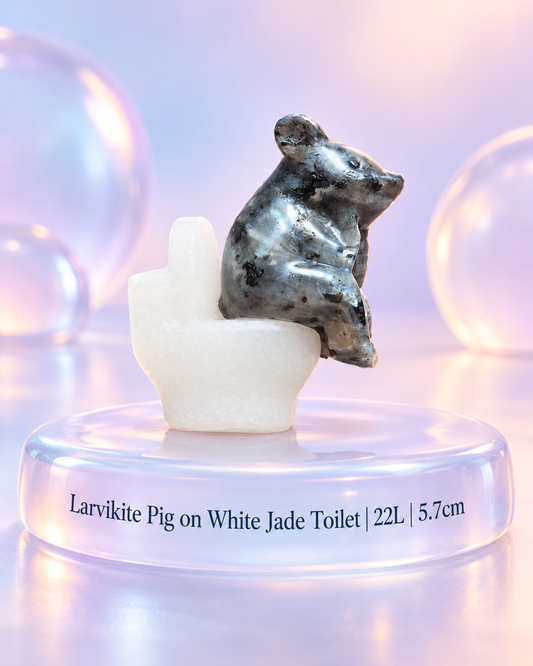 Assorted Pigs on White Jade Toilet