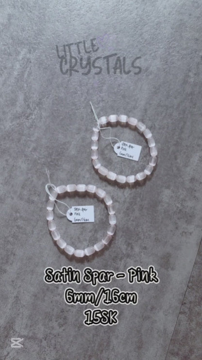 Satin Spar Pink Bracelet 6mm/16cm