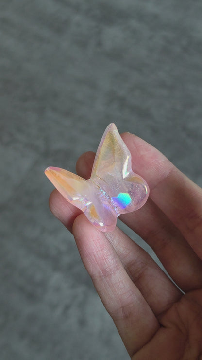 Aura Rose Quartz Mini Butterfly