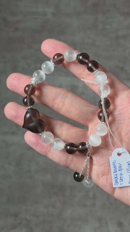 Smoky Quartz with Satin Spar Bracelet