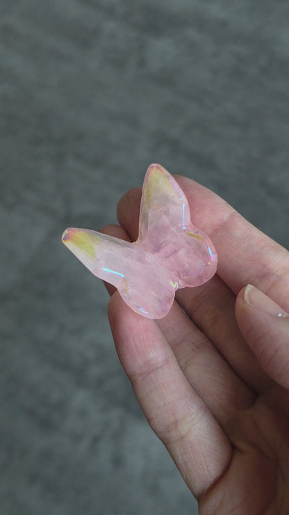 Aura Rose Quartz Mini Butterfly