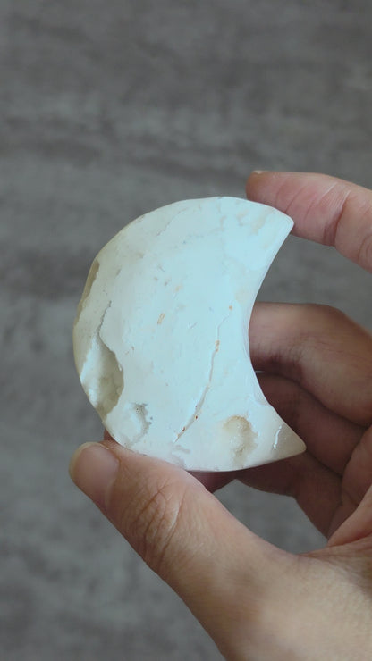 White Plume Agate Moon