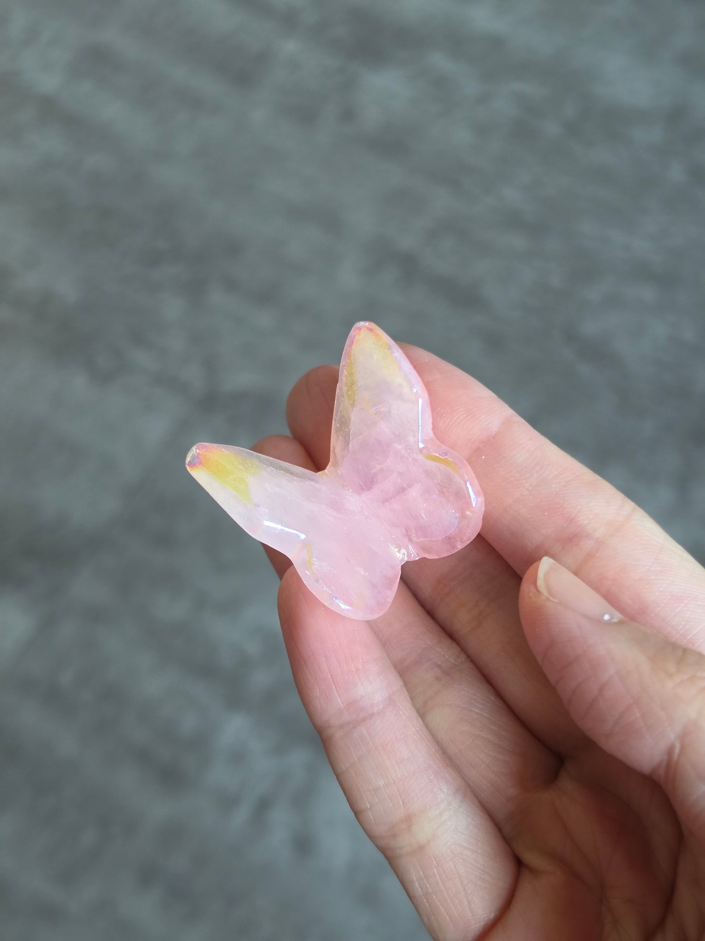 Aura Rose Quartz Mini Butterfly