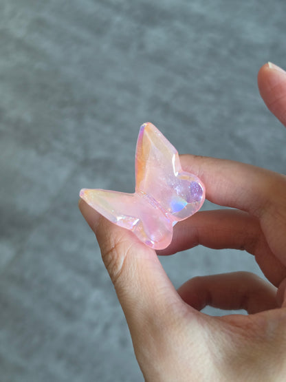 Aura Rose Quartz Mini Butterfly