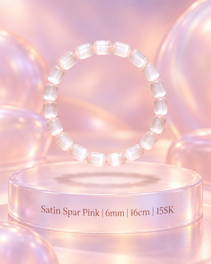 Satin Spar Pink Bracelet 6mm/16cm