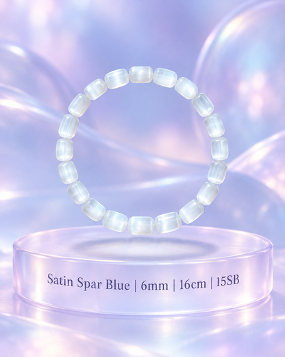 Satin Spar Blue Bracelet 6mm/16cm
