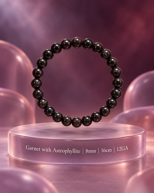 Garnet with Astrophyllite Bracelet 8mm/16cm, 8mm/17cm