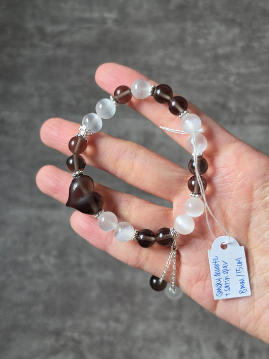 Smoky Quartz with Satin Spar Bracelet