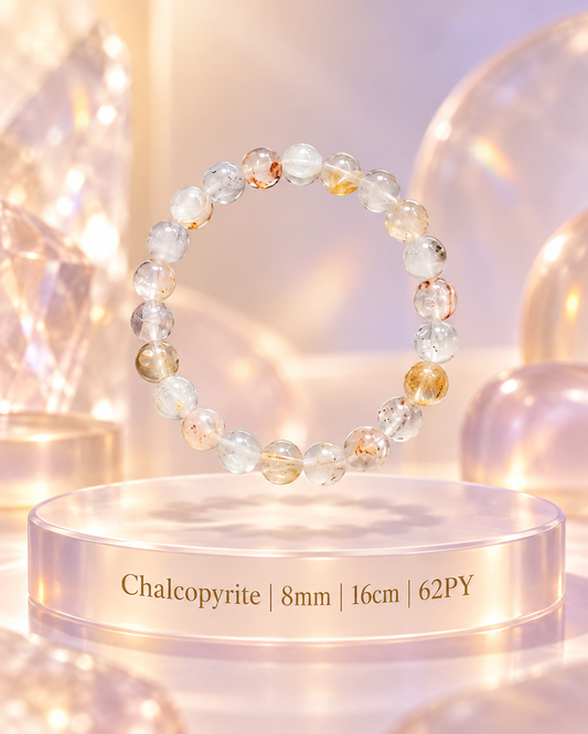 Chalcopyrite (Pyrite Quartz) Bracelet 8mm/16cm, 9mm/16cm, 9mm/17cm